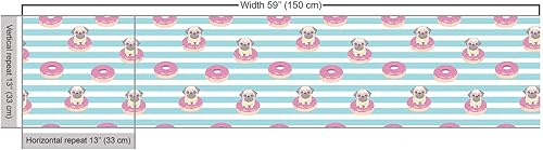 Vista 558 de Ambesonne Tela beige de The Yard, ilustración contemporánea de animales marinos en estilo retro, arte de caballito de mar de cangrejo de pulpo, tela