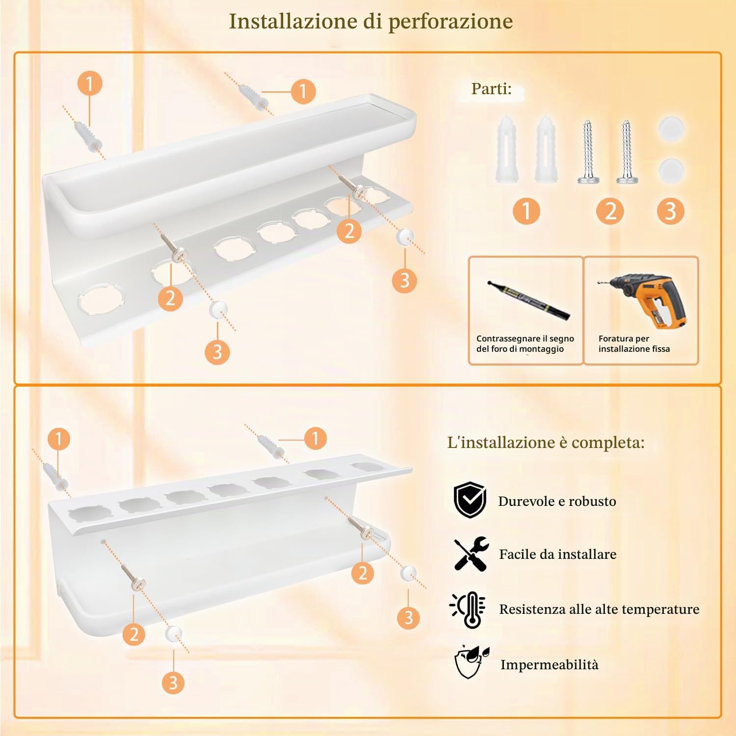 Airwrap - Supporto da parete compatibile con ferro arricciacapelli Dyson Airwrap, supporto organizer domestico (con pettine), bianco