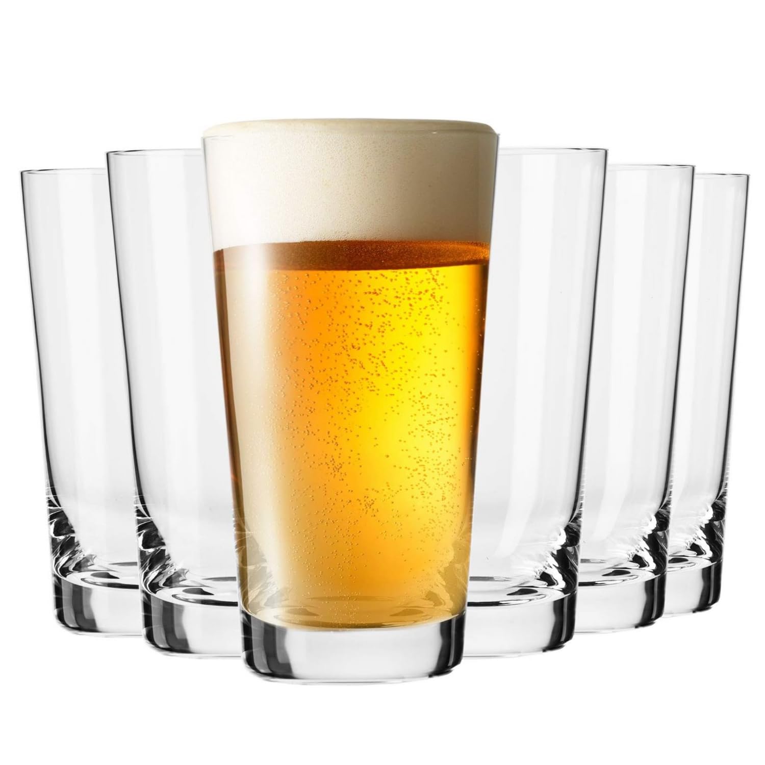 Krosno Haut Verres à Bière | Lot de 6 | 530 ML | Collection Pure | Parfait la Maison, Les Restaurants Les fêtes | Va au Lave-Vaisselle | Verre en cristal sans plomb, idéal pour la maison, le restaurant, le bar et la cuisine, passe au lave-vaisselle