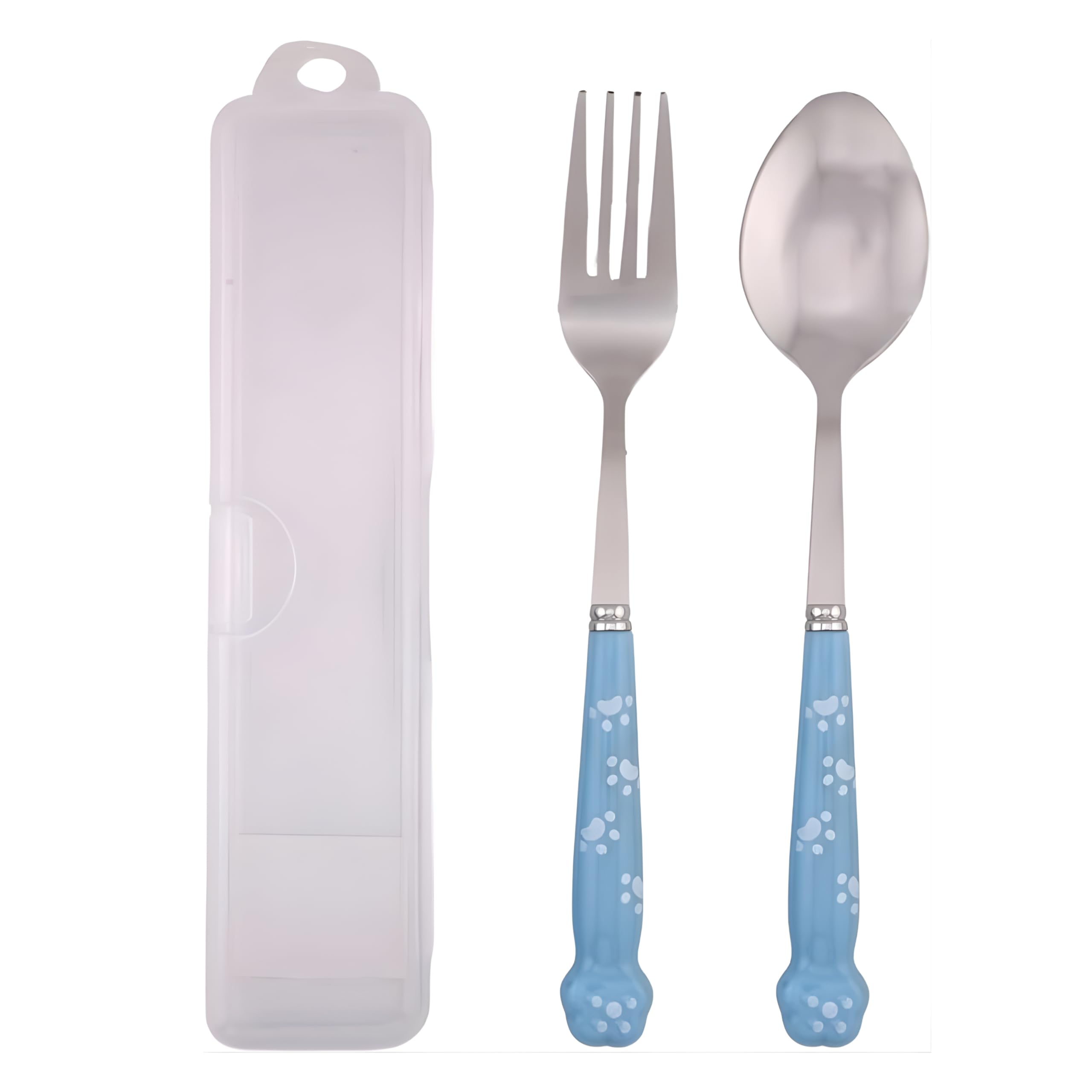 BrainGiggles Kids Cutlery Set with Case | Stainless Steel Flatware BPA Free Handles | Spoon & Fork Flatware Set for Lunch Box | Children Tableware with Portable Case for School, Picnic, Travel (Blue)