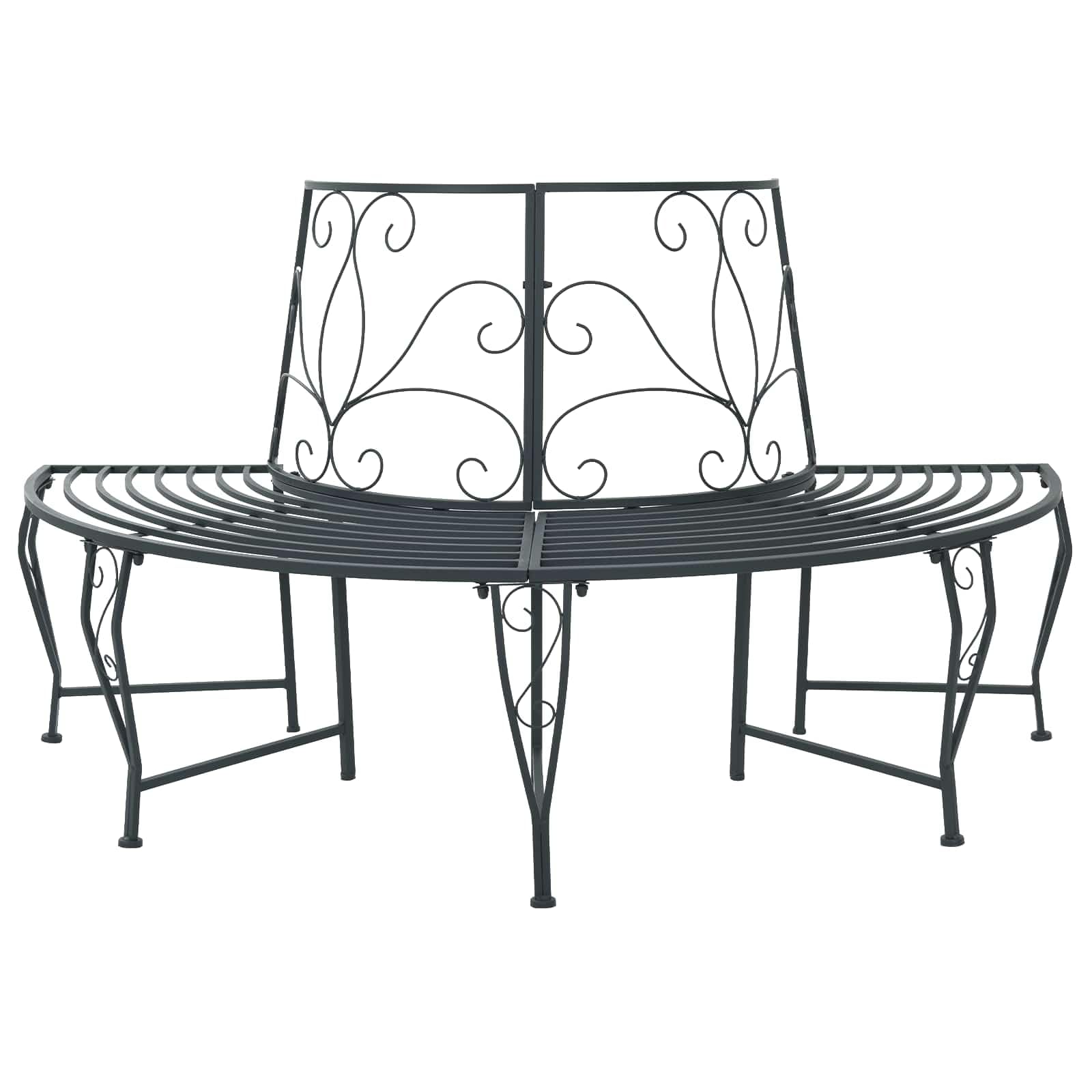 Panchina per Alberi in Acciaio resistente 160 x 80 x 89 cm con 4 posti seduta semicircolare per giardino esterno terrazzo patio cortile relax arredamento moderno