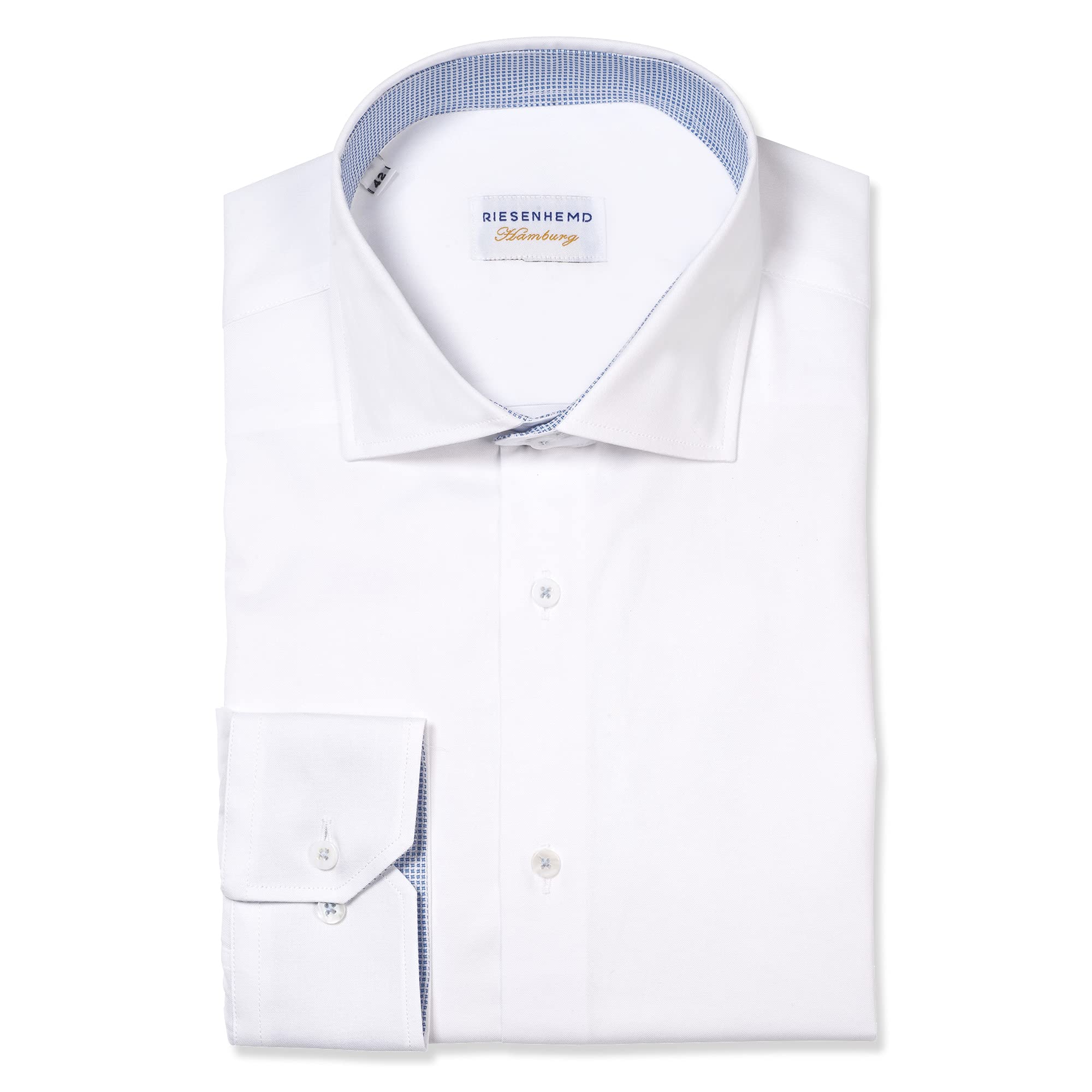 RIESENHEMD - Herren Hemd - extra Langer Arm 72 cm - Freizeithemd/Sommerhemd - 100% Baumwolle - Modern Fit | Slim Fit in Überlänge für große Männer - weiß - Modell Athen