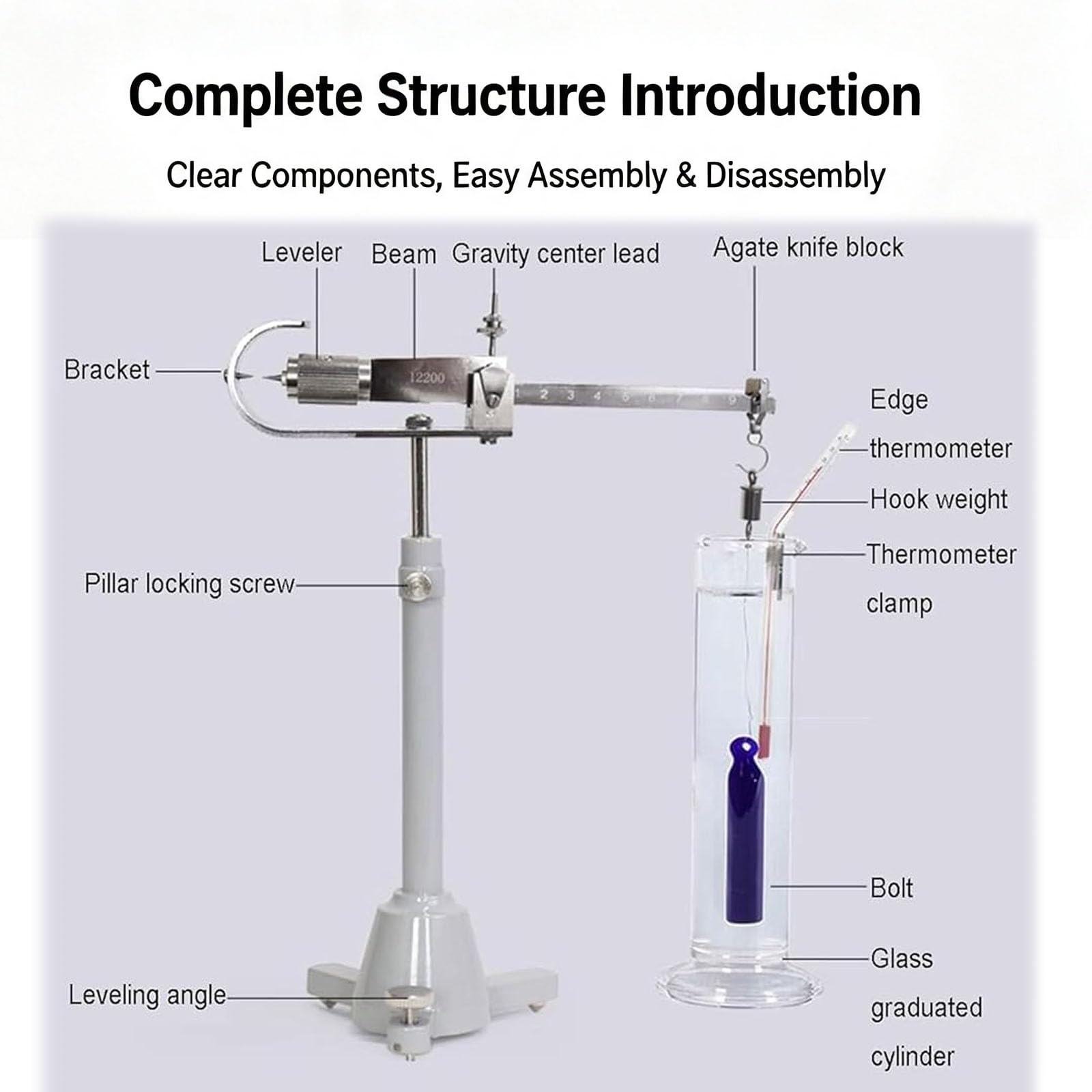 Balanza De Densidad De Líquidos, Rango De Medición De Densidad De 0 A 2,000, Precisión De 0,001, Componentes De Acero Inoxidable, Para Pruebas De Densidad De Líquidos En Laboratorio.