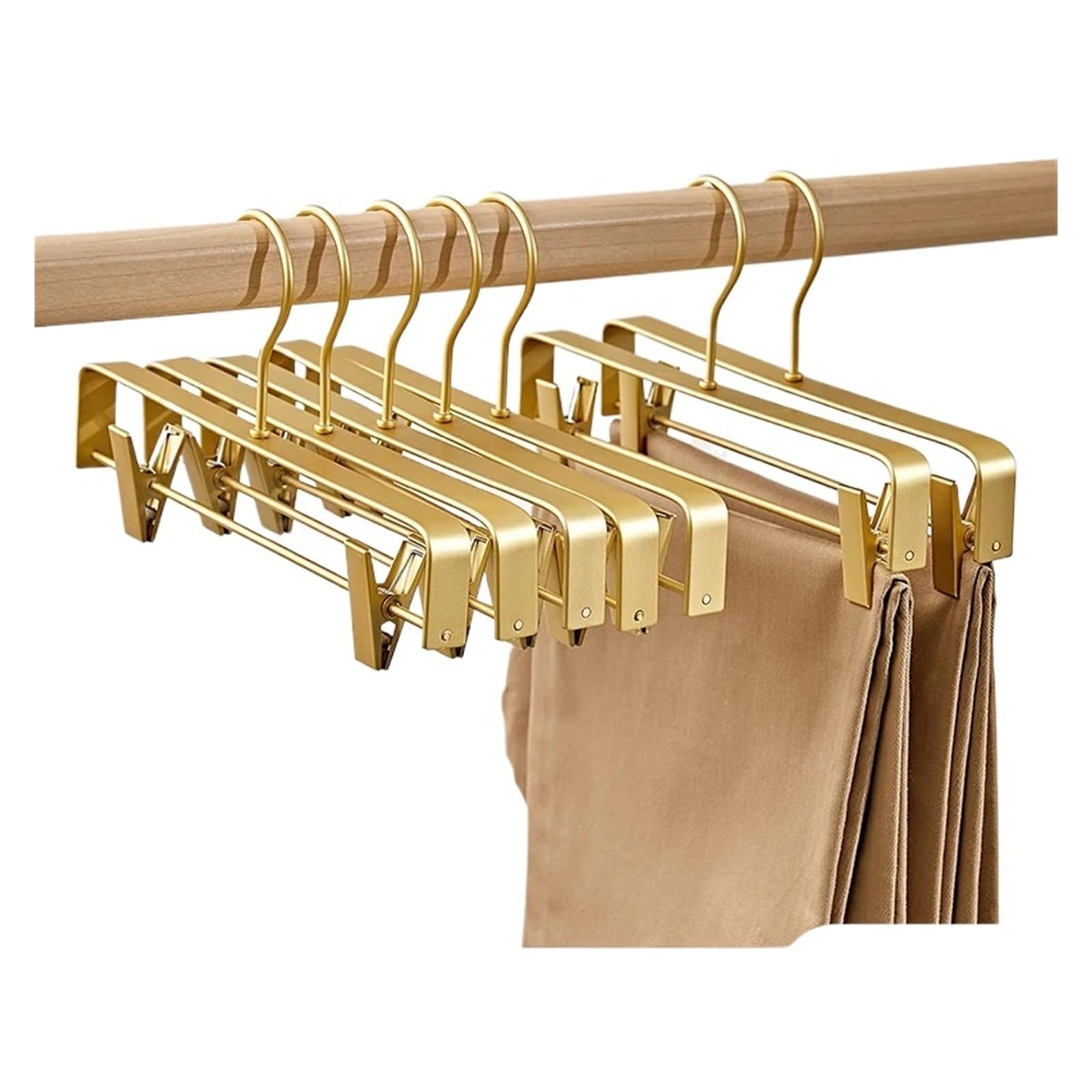 Trouser Hangers 5pcs Pants Socks Women Skirt Display Storage Rack Household Drying Hanger With Movable Anti-slip Clothespin