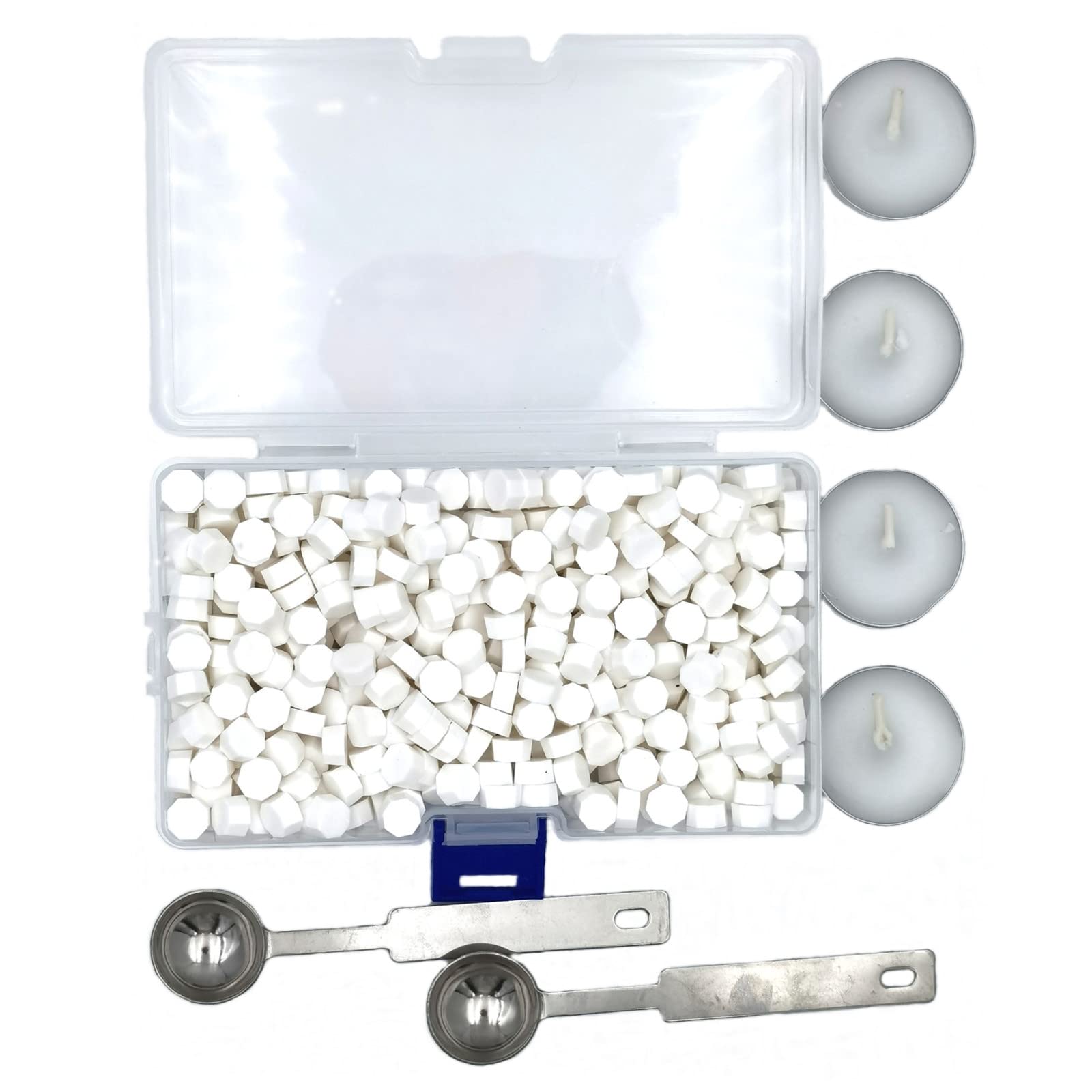 Perline di sigillo di cera, ANBOSE 300 pezzi ottagonale Blu sigillare perline di cera, busta sigillare