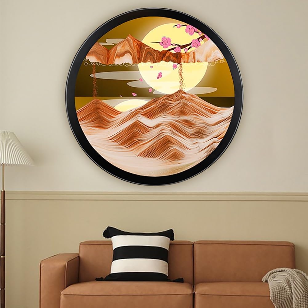 NALoRa 17.4'' Moving Sand Art Decor, Sand Art Liquid Motion,Sand Art Wall Mounted Rotate Sculpture, 360° Rotate Wall Mounted Moving Sand Art Picture Relaxing Mood Home Office Work Decor (Color : I)