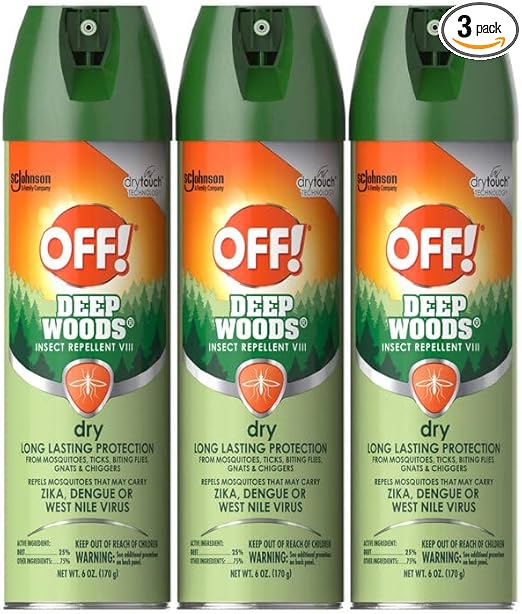OFF! Deep Woods Insect Repellent Aerosol, Dry, Non-Greasy Formula, Bug Spray with Long Lasting Protection from Mosquitoes 6 Ounce (Pack of 3)