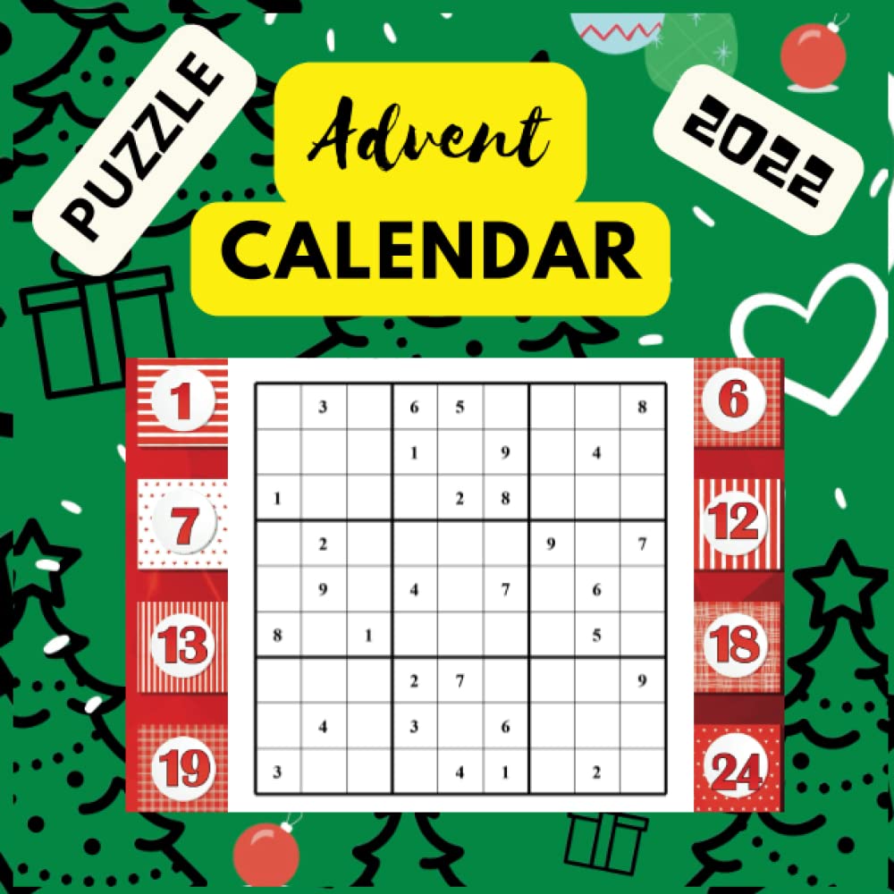 Puzzle Advent Calendar 2022: Sudoku Advent Calendar Christmas 24 Days Countdown with solutions Ghift for Adult, Women, Men, Kids, Teens, Girls, Boys - Paperback