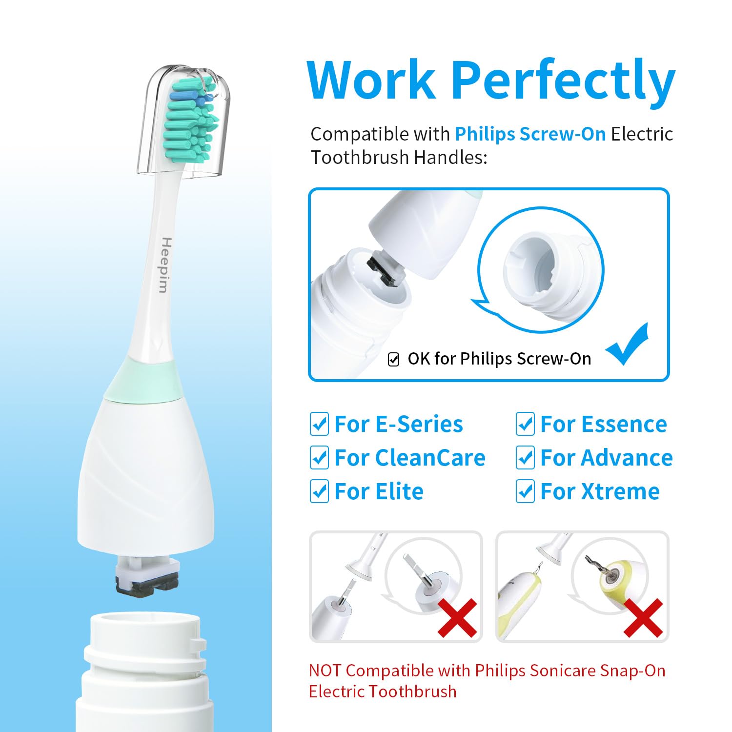 Testine di ricambio per spazzolino elettrico Philips Sonicare, testine di ricambio compatibili con spazzolino elettrico Philips Sonicare, confezione da 6