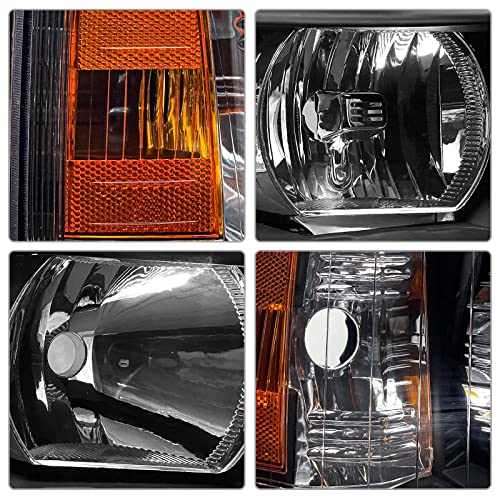 ADCARLIGHTS 2007 2008 2009 2010 2011 2012 2013 2014 Chevy Silverado Headlight Assembly for 07-13 Silverado 1500/07-14 2500HD 3500HD Clear Lens Black Housing Amber Reflector Headlamp Replacement by ADCARLIGHTS - Image 3