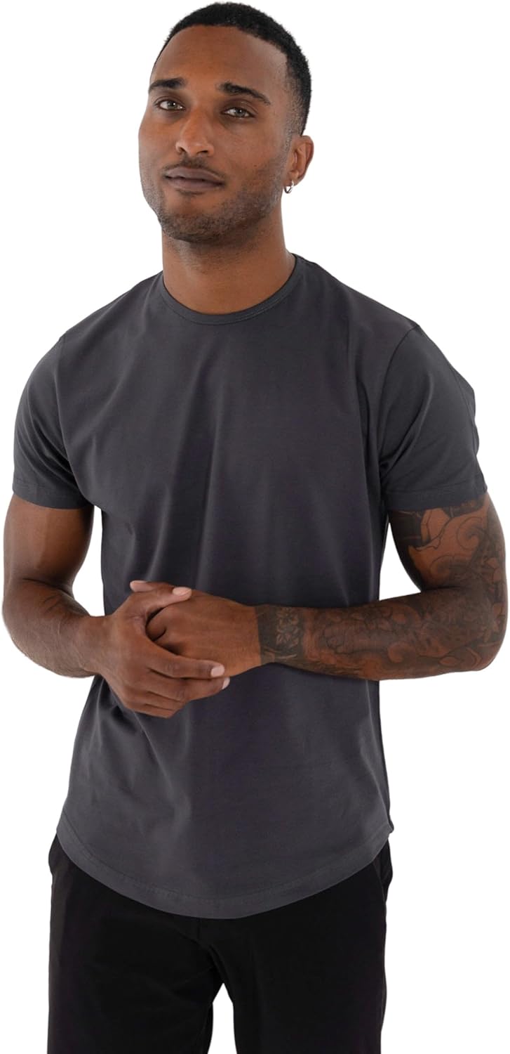 WYR Wear Men’s Curve Crew – Fitted Short Sleeve T-Shirt with Curved Hem, Egyptian Cotton Tee Shirts for Men, Short Sleeve Tee