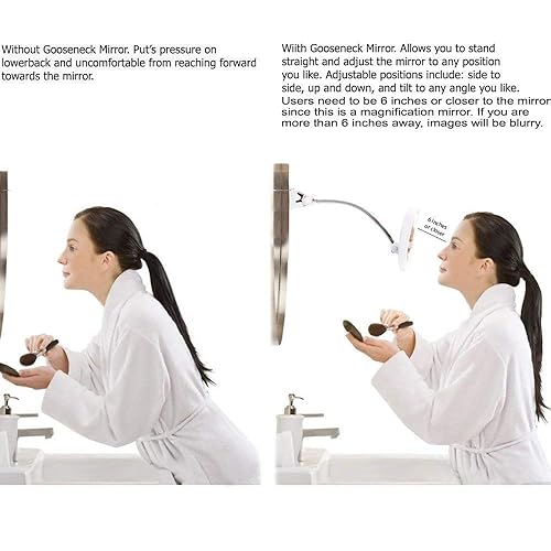 Miniatura 3 de SunplusTrade Espejo de maquillaje con luces LED y aumento, diseño inalámbrico portátil con ventosa para el hogar y viajes con cuello de cisne