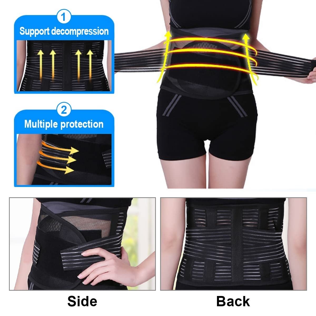 Soporte para la espalda Material transpirable Cinturón lumbar para hombres y mujeres para ciática, hernia de disco, escoliosis, alivio del dolor lumbar, levantamiento pesado, diseño ergonómico (color: