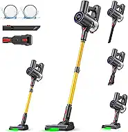 S8 Cordless Vacuum Cleaner, 500W/45KPA/40Mins Lightweight Stick Vacuum for Home, LED Display and Green Headlights, 6-Stages Filtration, Self-Standing Vacuum for Hard Floor, Carpet and Pet Hair