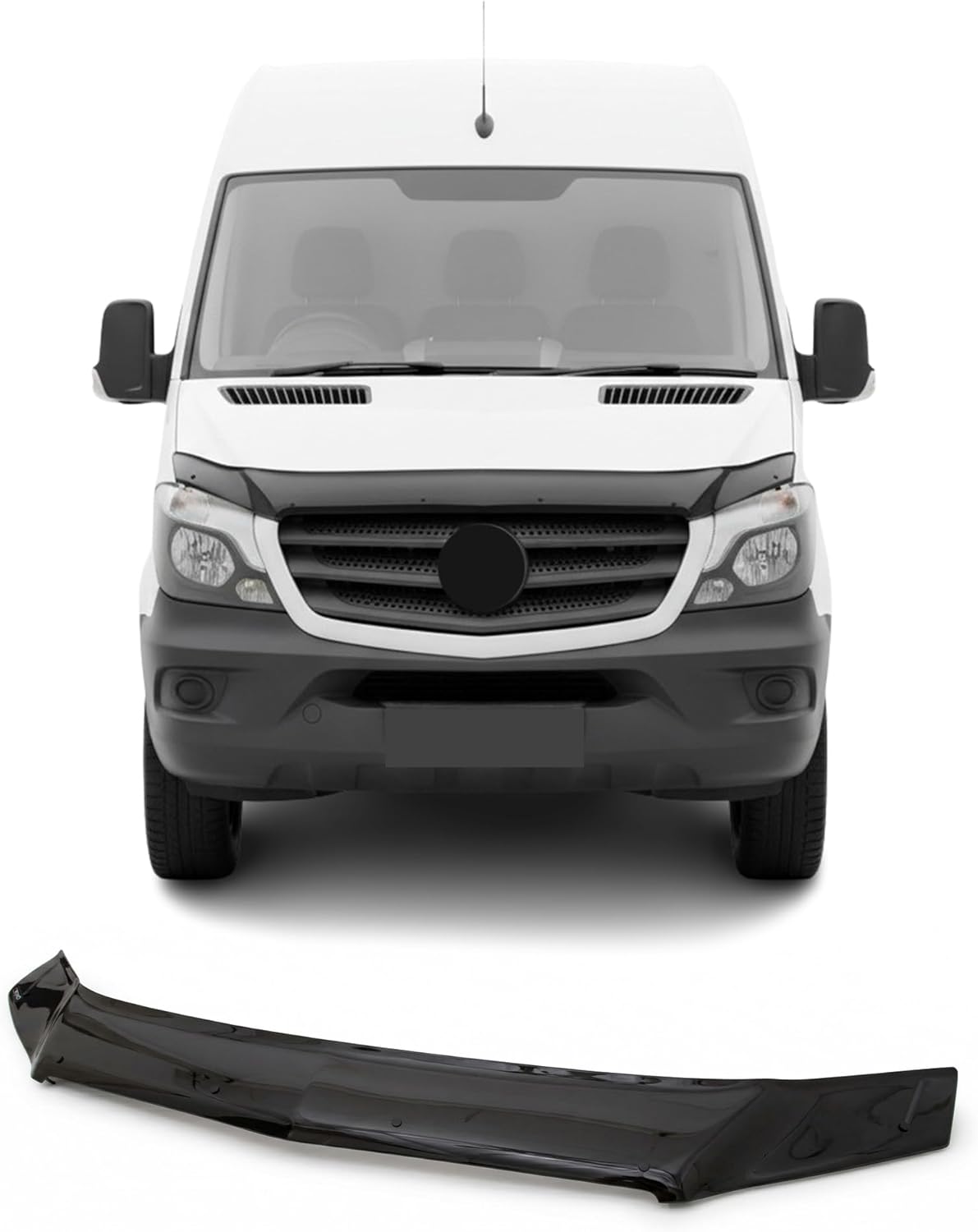 Hood Deflector Guard fits Dodge Mercedes Sprinter W906 2014-2018, Bugflector Bug & Bonnet Shields, Black ABS Hood Protector, Protects from Particles & Bug, All Weather Durable Car Exterior Accessories