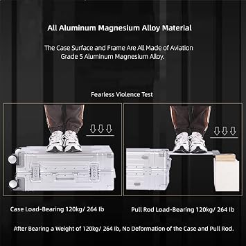 28 inch All Aluminum Magnesium Zipperless Carry on Luggage Airline Approved, Hardside Carry on Suitcase with TSA Lock, Lightweight Hardshell Luggage Metal Rolling Luggage for Business,Travel (Black)