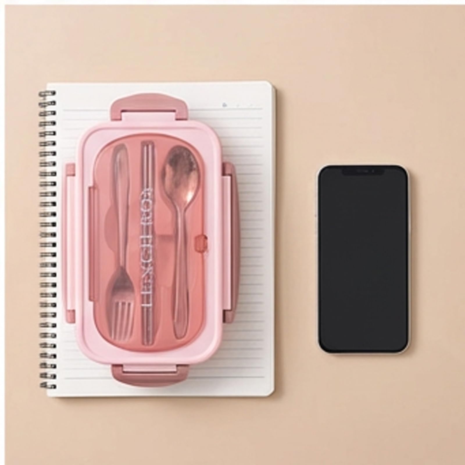 Brrnoo Box Box, Contenitore per il Pranzo per Adulti con Utensili per Pranzo Container per Bambini Container per Ragazze e Adolescenti (PINK)