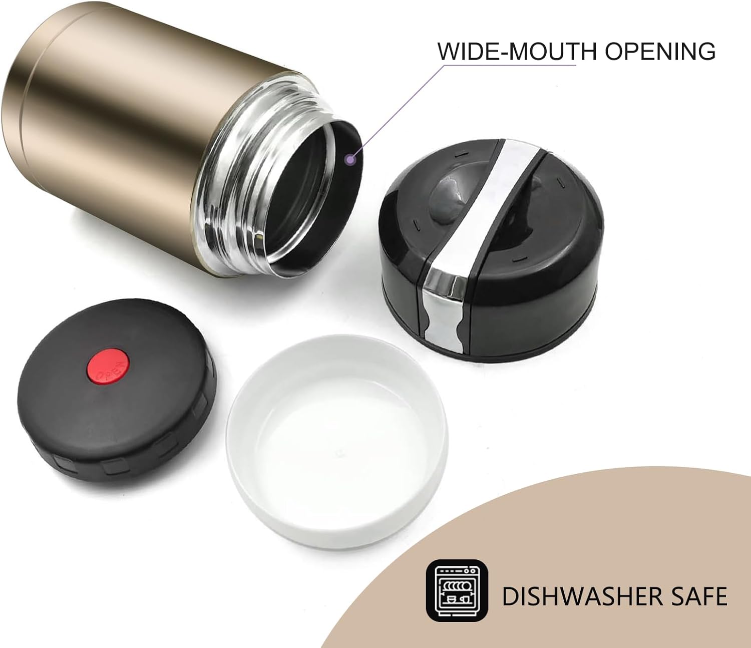 28oz Soup Thermos, Stainless Steel Thermos for Hot Food, Wide Mouth Food Thermos Jar, Insulated Lunch Container Leak Proof Vacuum Thermal Flask(gold) - Image 2