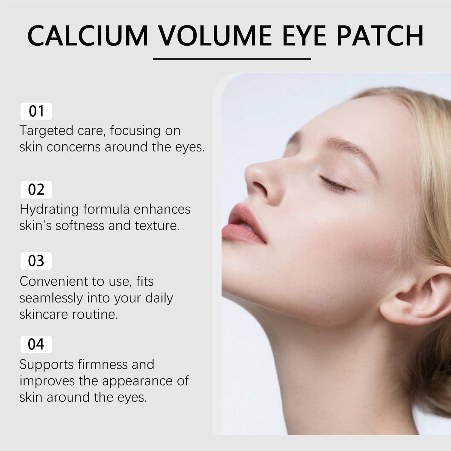 Calcium Volume, cerotti tonificanti contro occhiaie e gonfiore, Under Eye Brightener, gel idratante, anti-invecchiamento, riduzione delle rughe, 60 pezzi