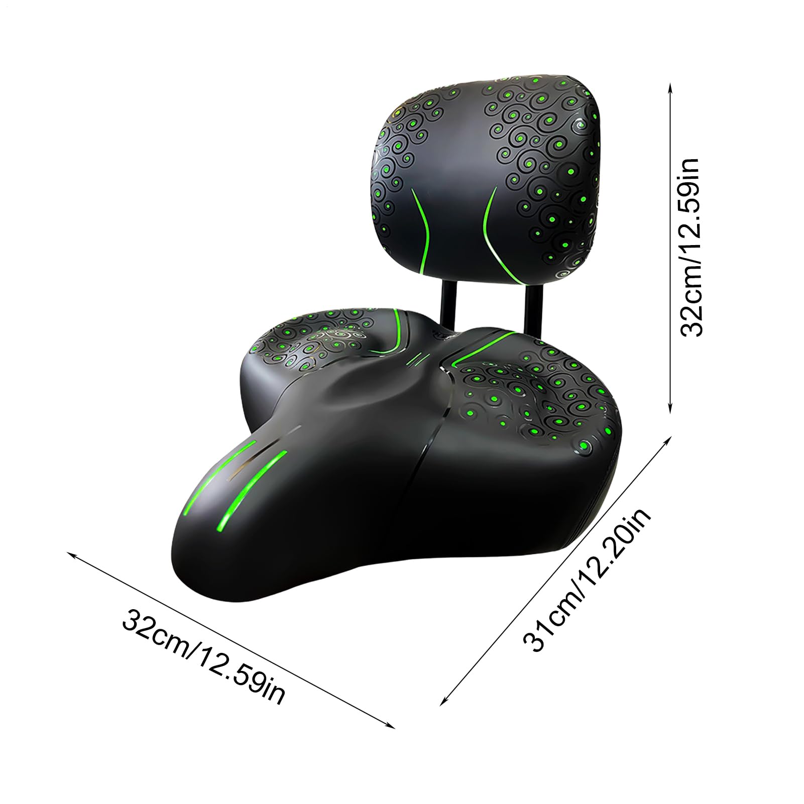 Asiento de ciclismo cómodo – Sillín ancho de piel sintética, asientos acolchados suaves con soporte trasero, silla de bicicleta impermeable | Cómodo asiento de ciclismo para hombres y mujeres