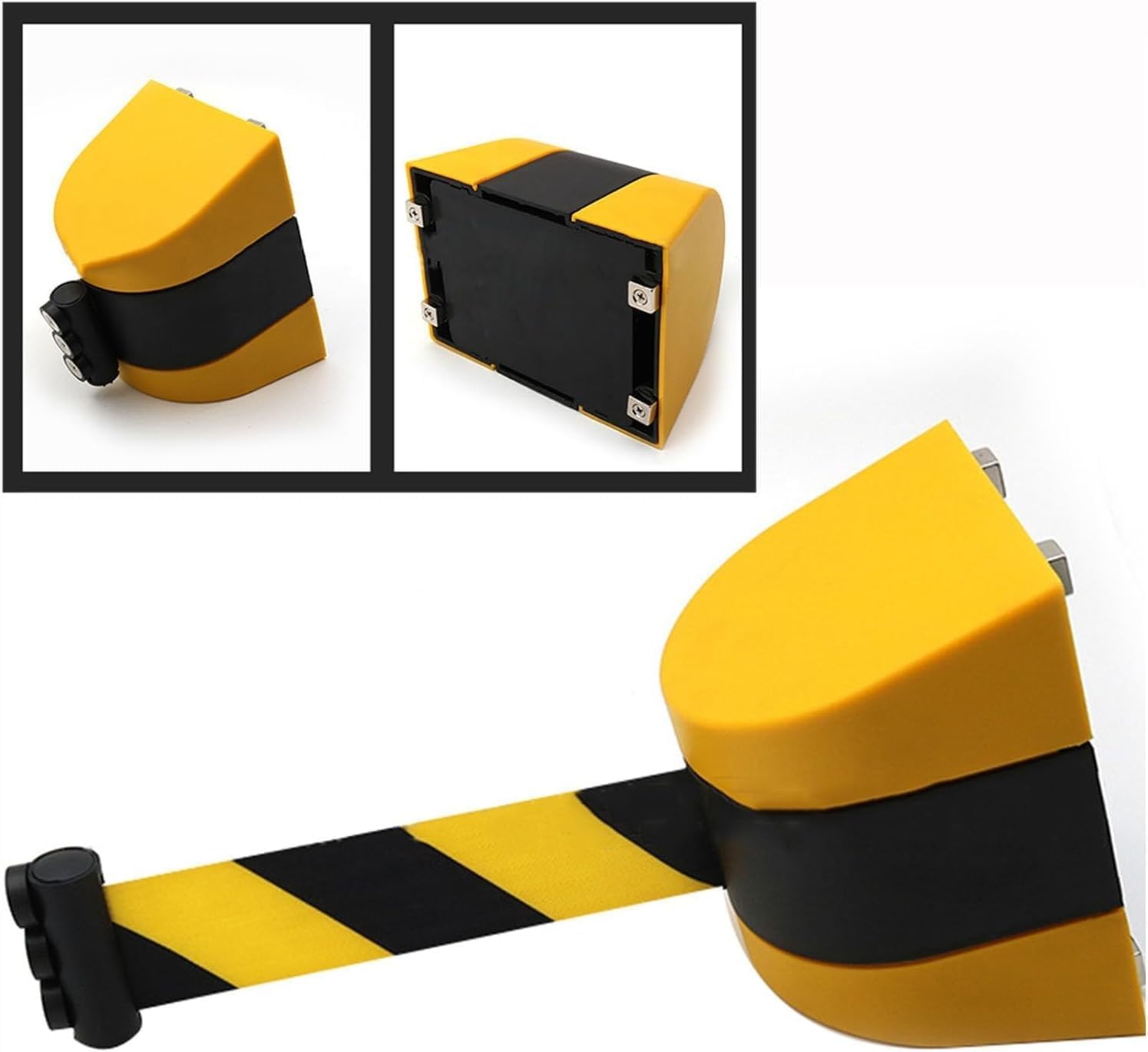Magnetic Attraction Retractable Belt Barrier,6.6/9.8/16.4FT Optional,Magnetic Queuing Safety Tape Cordon with mounting Accessories,for Crowd Control(A,5M/16.4FT)
