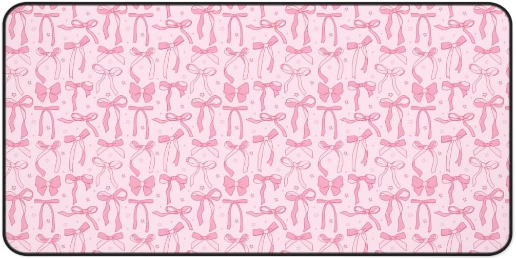 Pink Coquette Bow Large Mouse Pad Desk Mat, Womens Cute Desktop Computer Accessory