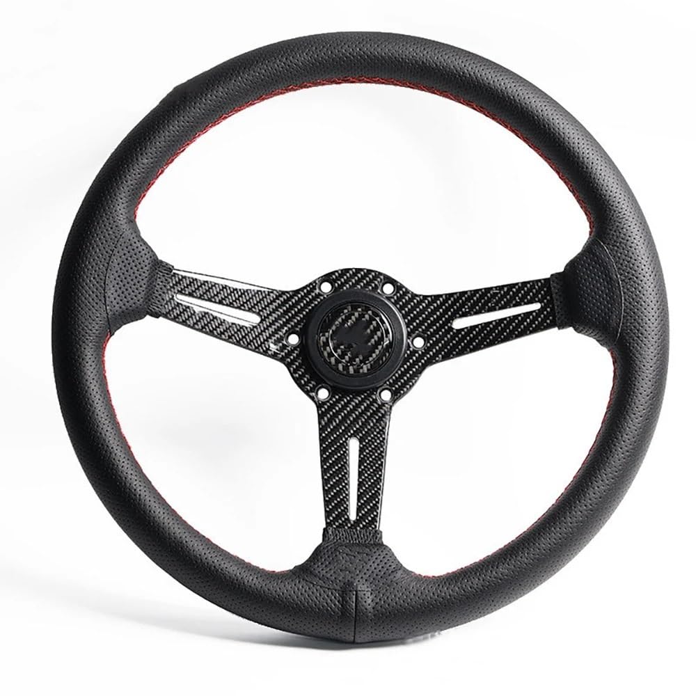 Volante da Corsa Universale,Volante Sportivo Volante da corsa sgancio rapido 14 pollici in fibra di carbonio con supporto poco profondo concavo