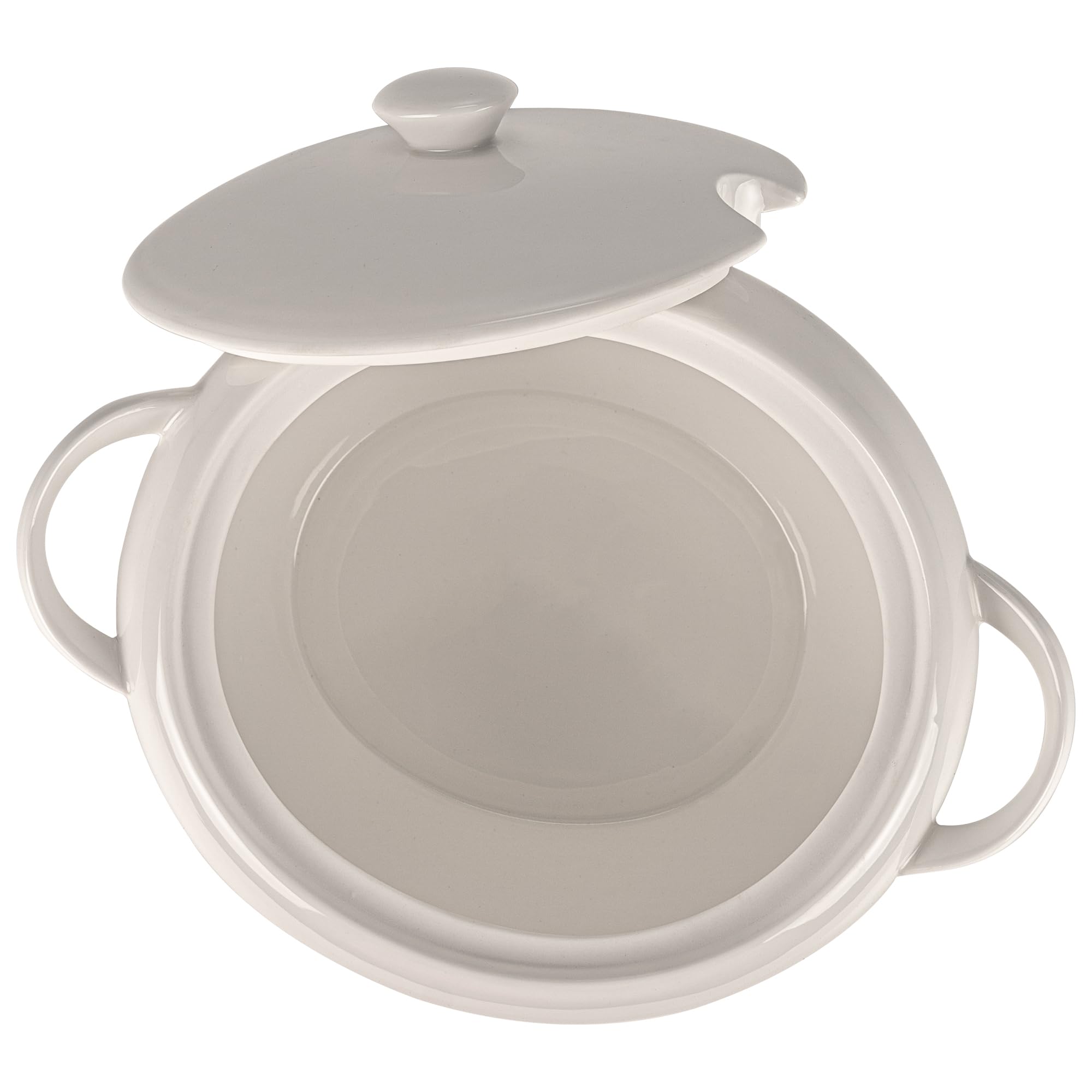 Suppenterrine Porzellan mit Deckel - 3.1L - Weiss Suppenschüssel Groß - Modern Servierschüssel - Soup Terrine - Suppentopf - Suppen Serviertopf - Ideal für Weihnachten - Weißwursttopf