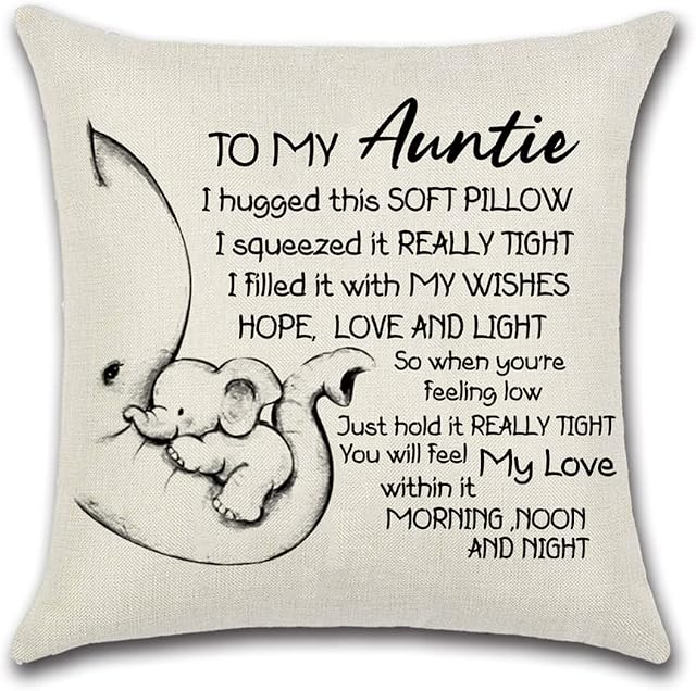 JOTOM Aunty Gifts from Niece Nephew Cushion Covers Throw Pillow Covers 45x45 cm Birthday Auntie Pillow Cover Personalized Decorative Pillow Cases for Sofa Bed Home Car Decor (Auntie)
