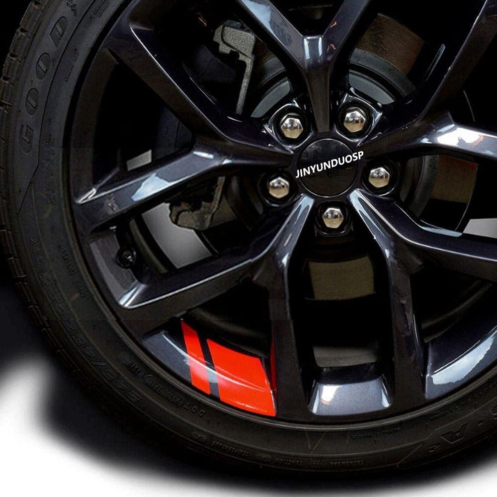 JINYUNDUOSP6Pcs Wheel Decals,Reflective Car Wheel Rim Decals Stripe Racing Wheel Rim Stickers Safety Decoration for Size 18"-21" Wheels Car Accessories (red)