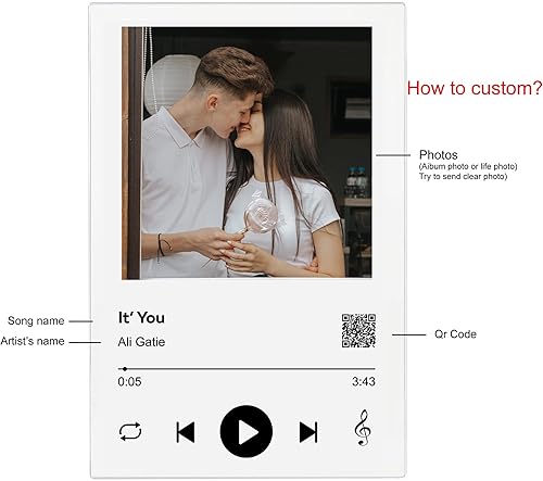 Miniatura 5 de Placa personalizada para canción de Spotify, marco de fotos personalizado, decoración artística, placa acrílica de Spotify, regalo de arte para