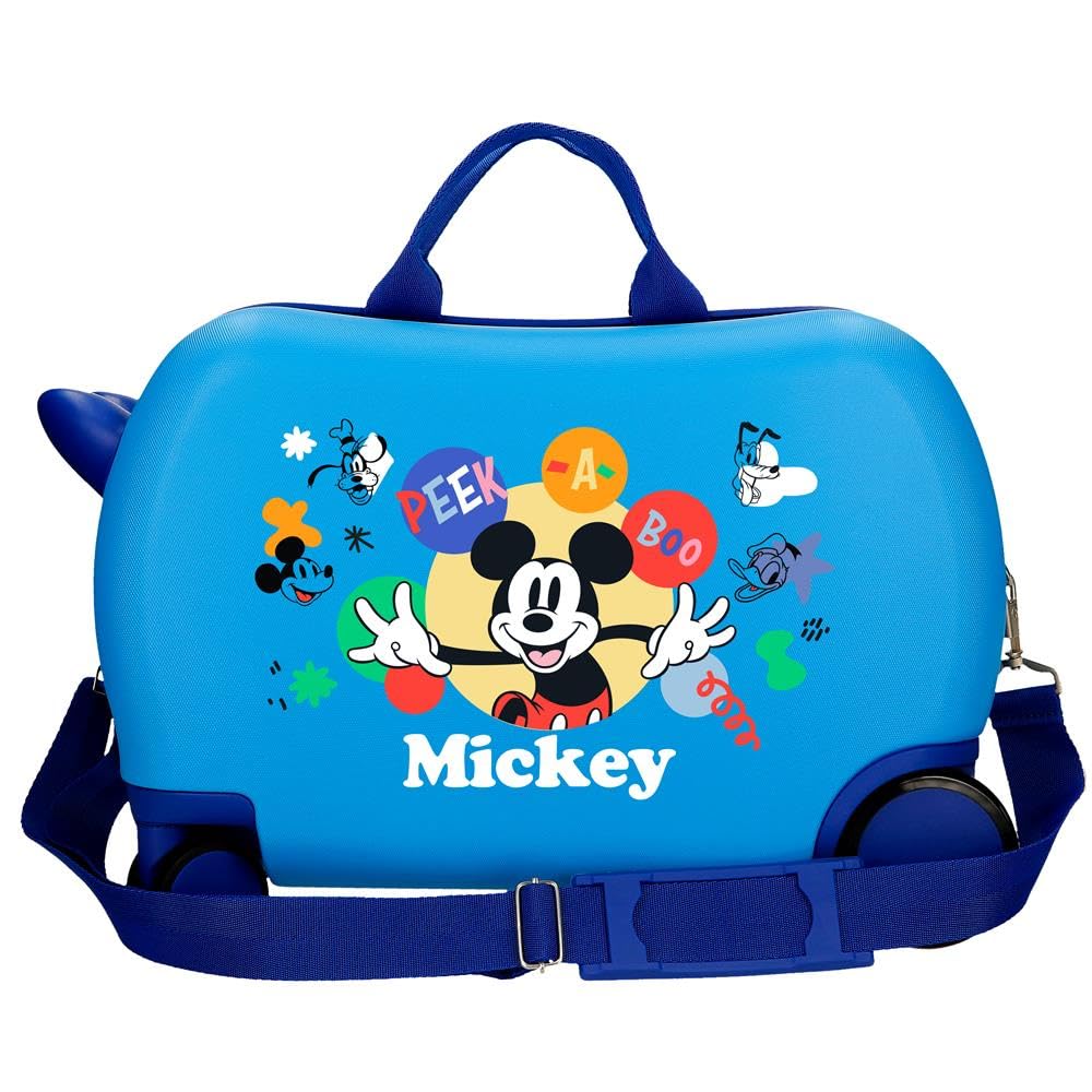 Joumma Bags Disney Mickey Peek a Boo, valigia per bambini, realizzata in ABS, quattro ruote doppie a rotazione multidirezionale, chiusura a combinazione laterale, interno con due scomparti., blu,