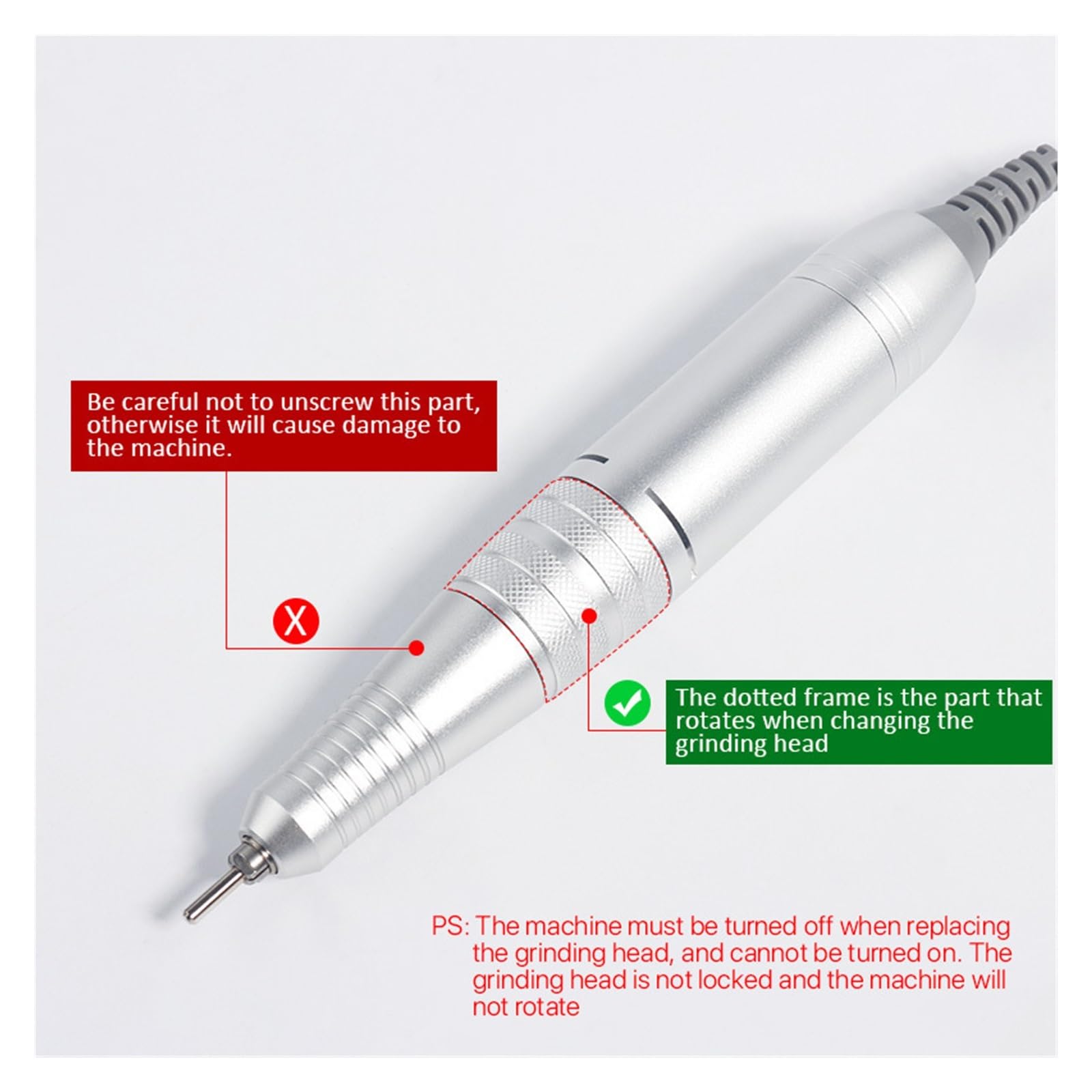 Trapano elettrico professionale per unghie elettrico, 35000 giri/min, per lima per unghie in gel acrilico, strumento per levigatura manicure e pedicure (bianco A)