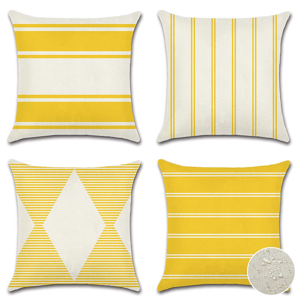 Housses de coussin de terrasse imperméables 45x45 jaunes lot OTOSTAR pour canapé