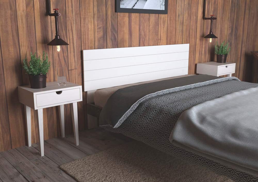 LA WEB DEL COLCHON - Cabecero de Madera Rústico Vintage para Cama de 135 (145 x 90 cms.) Blanco nórdico | Cabeceros Madera | Dormitorio Matrimonio | Cabezal Cama |Estilo nórdico
