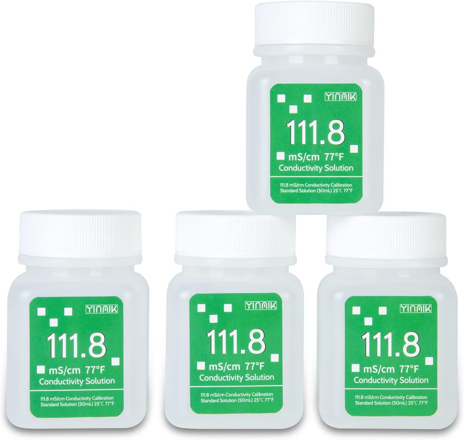 111.8 mS/cm Calibration Solution, Conductivity Salt Standard Buffer Solution for 5 in 1 Salinity Tester, EC Meter, TDS Meter, 7 in 1 Multi-Parameter Tester Calibration, 4 Bottles of 50mL