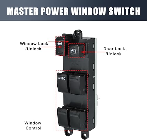 Miniatura 3 de X AUTOHAUX Interruptor del elevalunas eléctrico del lado del conductor Interruptor de control de la ventana eléctrica principal 25401-EQ305 para