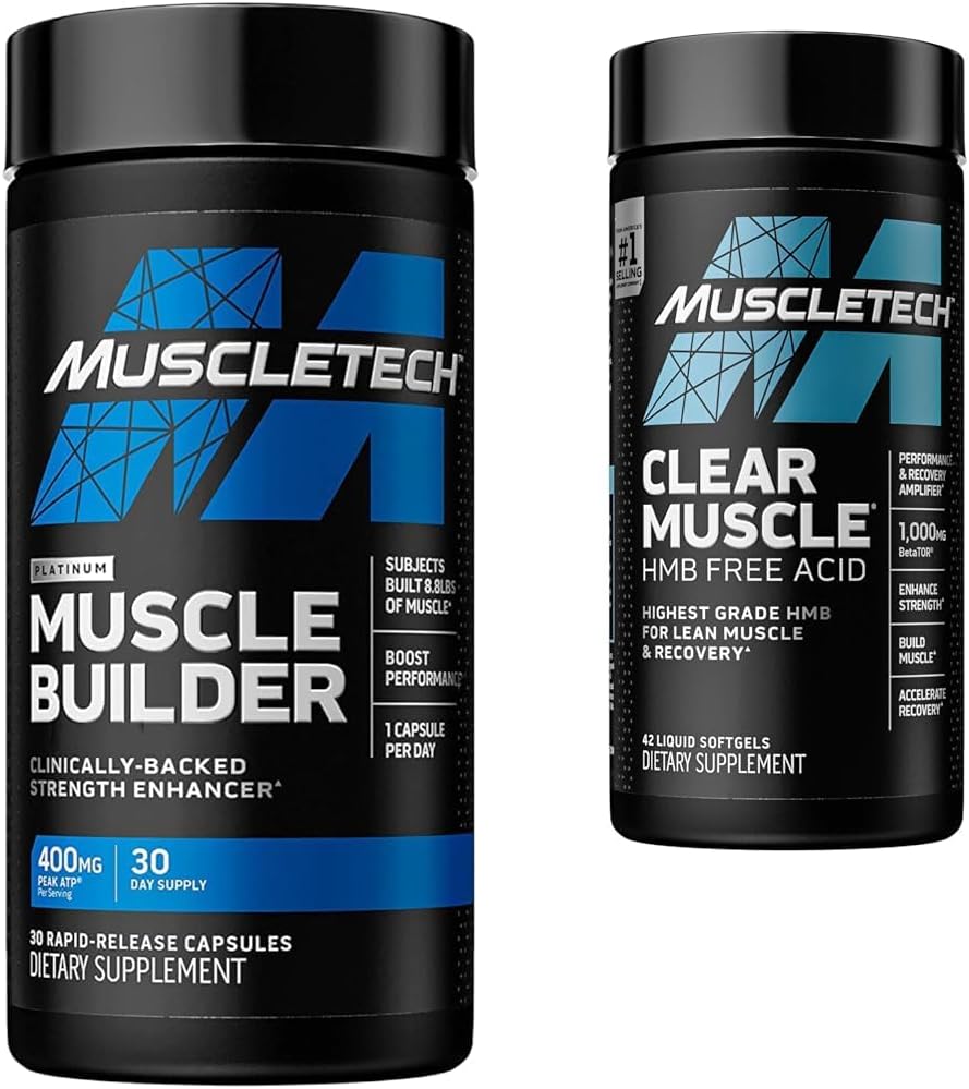Muscle Builder with Peak ATP and Clear Muscle with HMB, Muscle Building Supplements for Men & Women, 30 + 42 Count