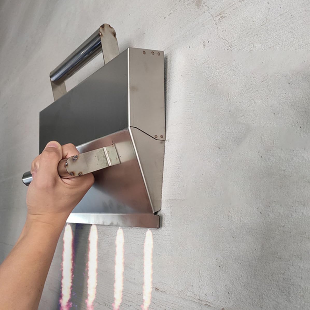 SHINEOFI Frattazzo per Stucco in Acciaio Inossidabile Design Ergonomico e Forma Unica per Levigatura Pareti e Lavori di Finitura Cemento