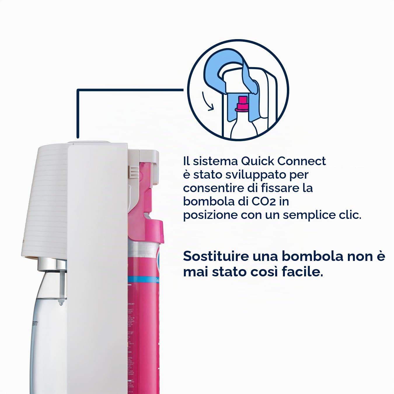 sodastream Gasatore Terra White con 1 bottiglia fuse lavabile in lavastoviglie da 1L e 1 cilindro di nuova generazione Quick Connect per gasare fino a 60L