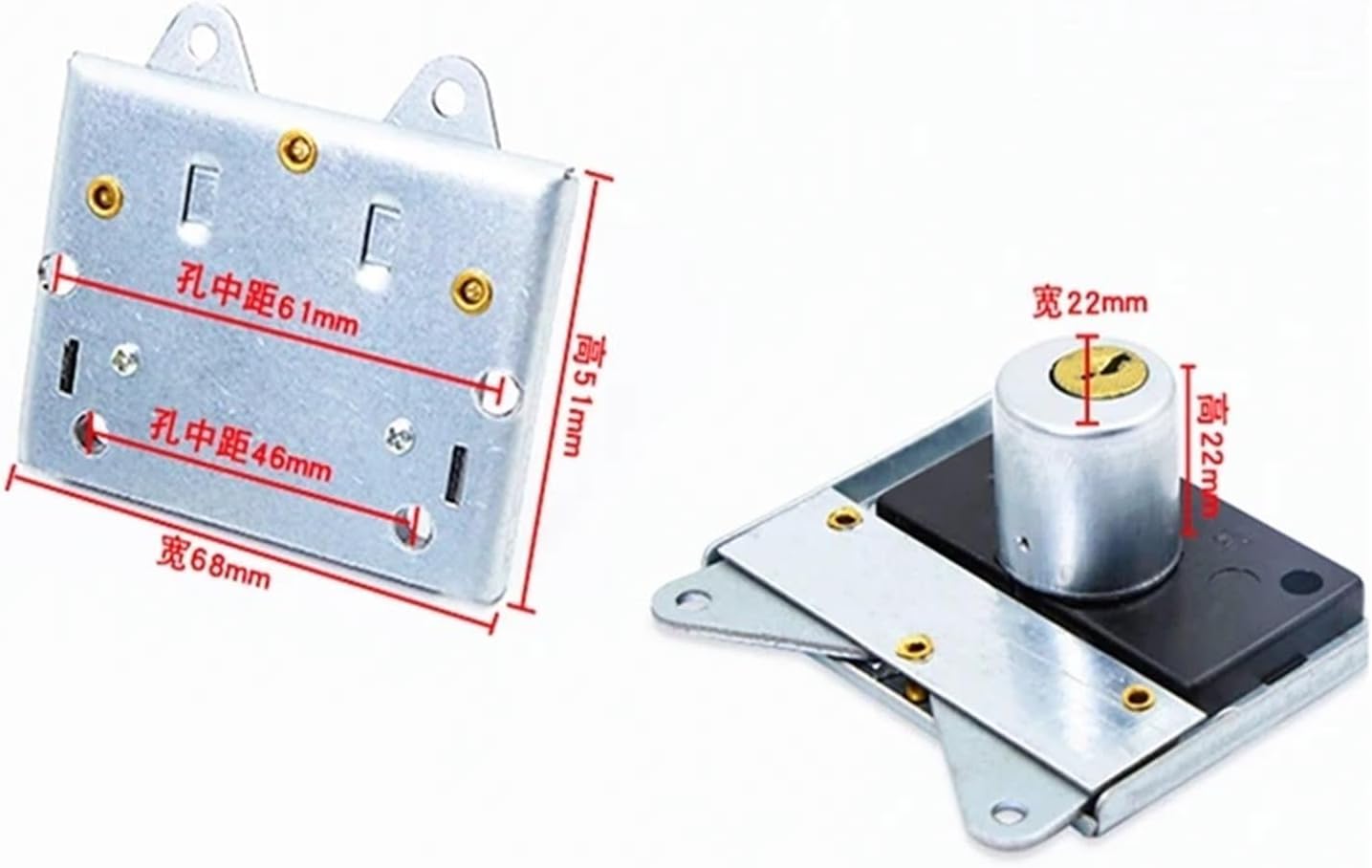 File Cabinet Connecting Rod Lock Iron Cabinet Lock Rotating Tongue Lock Furniture Hardware 1Pcs