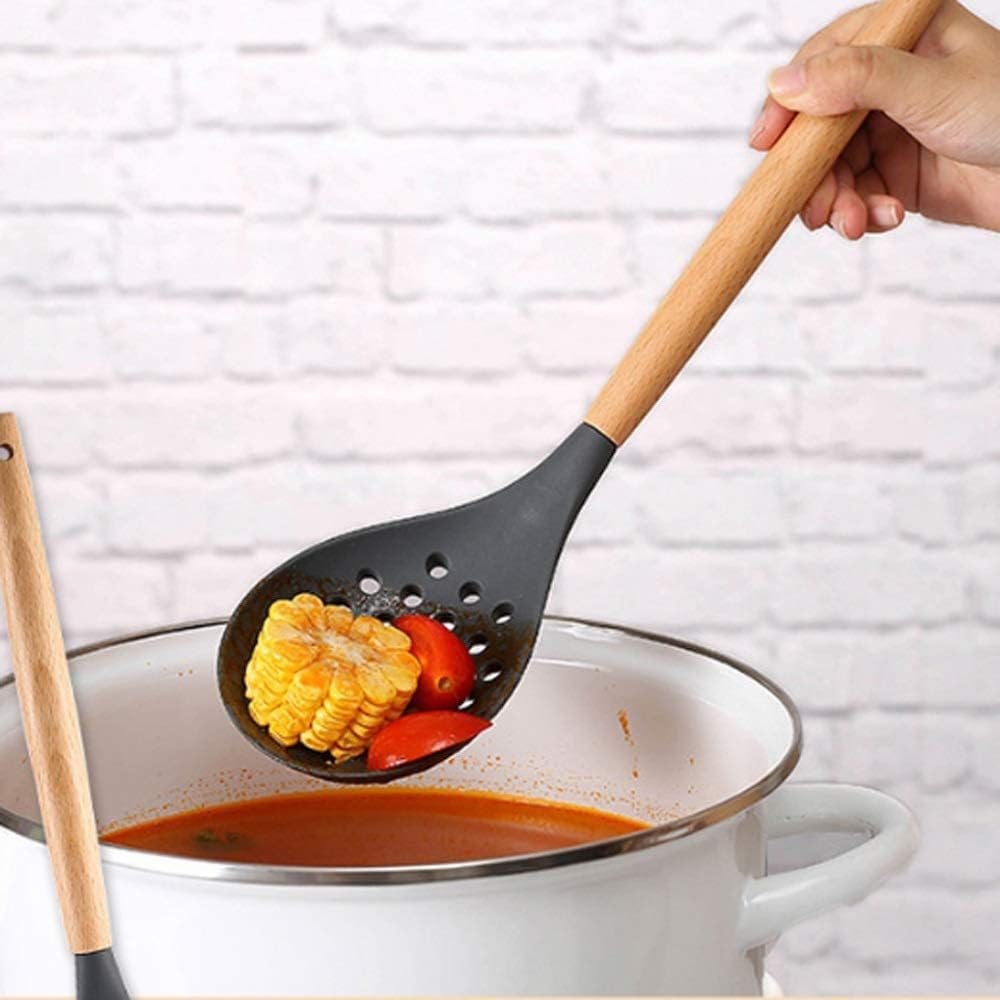 Spatule en Silicone antiadhésive Spatule de Cuisine Domestique Résistant aux Hautes températures Spatule en Silicone Souple Cuillère à Frire Protecteur Ensemble d'ustensiles de Cuisine