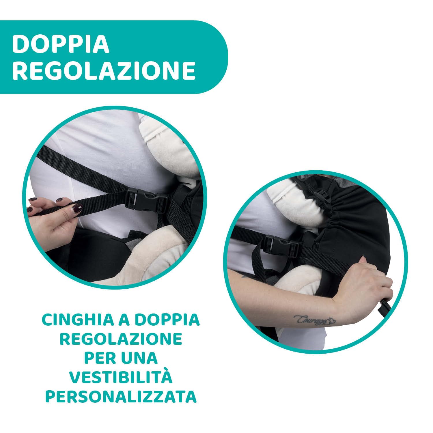 Chicco Skin Fit, Marsupio per Neonati Ergonomico, Per Bambini da 0 Mesi a 9 kg, Regolabile, Ottimo per le Anche dei Bebè, con Spallacci Incrociati e Imbottiti, Cintura Addominale, Con Cappuccio, Nero