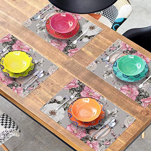 Sets de table antidérapants et thermorésistants oiseaux roses pour table - 8
