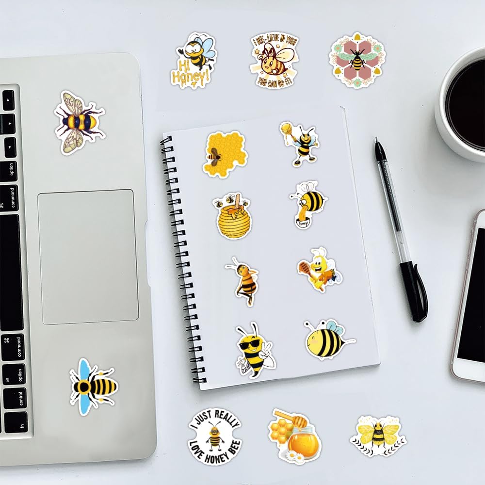 Bee Stickers, 100PCS Funny Bees Animal Stickers, Inspirational Be Yourself Aesthetic Motivational Stickers for Water Bottles Laptop