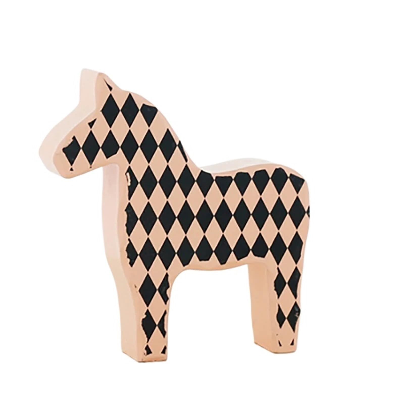 Miunihuooo Wooden Horse Figurine Gift Crafts Statue Home Desktop Office Interior New House Decoration Ornaments(Pink)