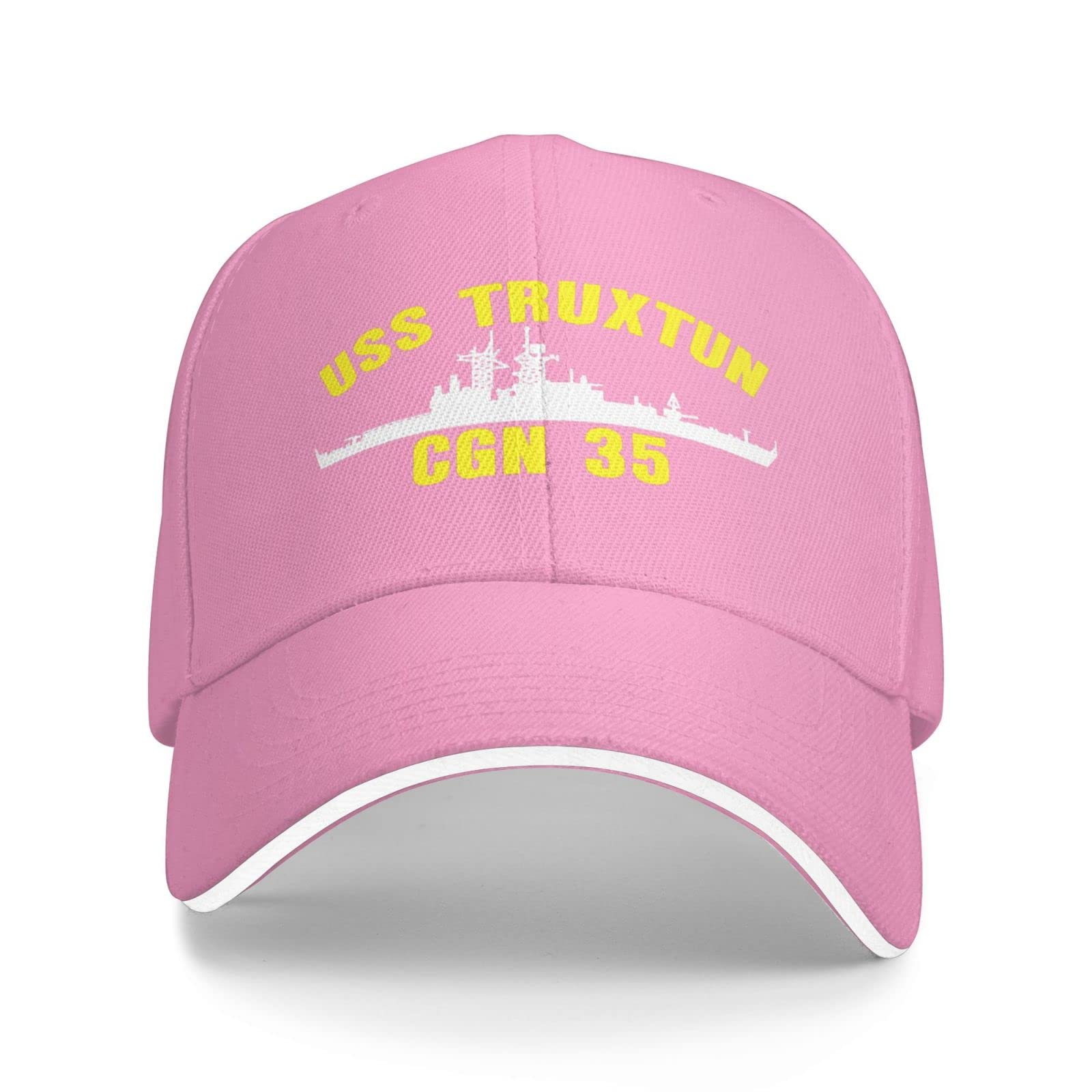 USS TRUXTUN CGN 35 UNI 야구모자 카우보이모자 조절식 패셔너블 캡 아빠 트럭커 모자 남성용 여성용 스포츠 야외 캐주얼 클래식 재밌는 빈티지 핑크