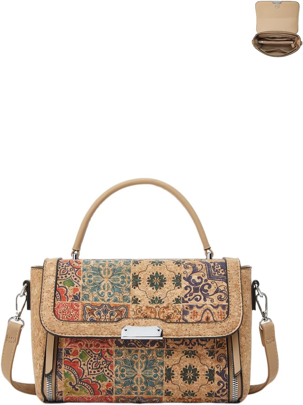 Cork Crossbody Bag for Women Bohemian Style Vintage Shoulder Handbag Hobo Satchel Purse