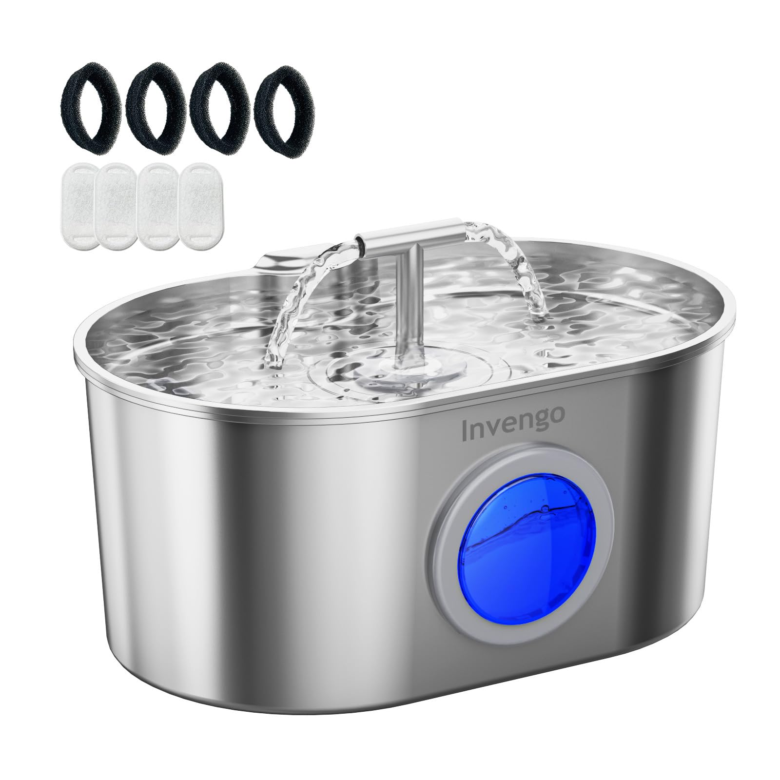 Invengo Cat Water Fountain for Drinking, 2.2L Large Capacity, Ultra Quiet Pump, 360° Water Circulation, Dual Water Outlets