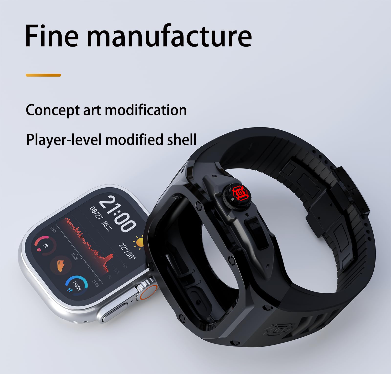 VeveXiao Funda resistente con correa compatible con Apple Watch Ultra 49mm funda protectora metal con correa de silicona a prueba golpes para iWatch Ultra 49mm correa para hombre y mujer
